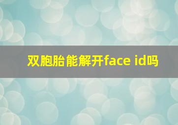 双胞胎能解开face id吗